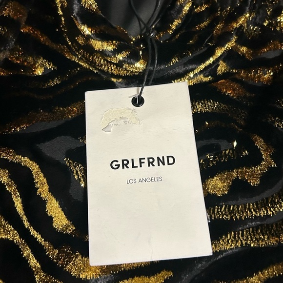 NWT GRLFRND Janice Mini Dress in Black & Gold Size XS Velvet Shimmer Cocktail - Picture 13 of 16